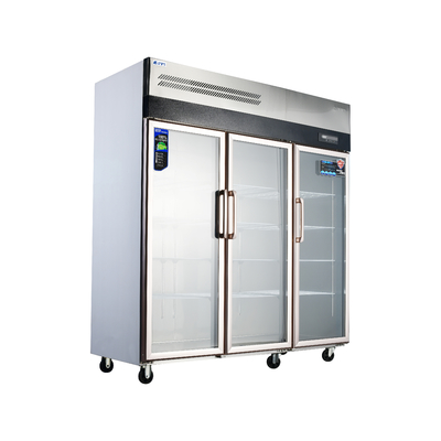 Vlekvrye staal 304/201 Keuken Verticale koelkast met commerciële glas display showcase