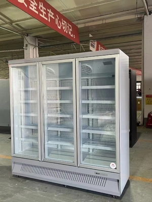 Koelkast voor dranken met dubbele temperatuur luchtgekoelde glazen deuren en verfstaal