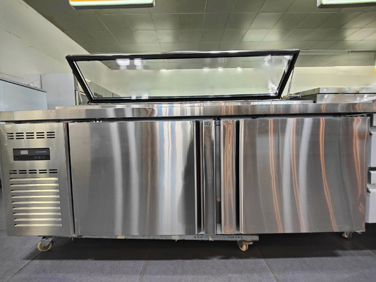 2 deuren Desktop Salad Bar koelkast met dubbele temperatuur 2~8°C/-6~-15°C